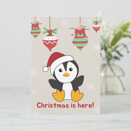 Cartes Pour Fêtes Annuelles Penguin Noël Neige Animaux Hiver Manchots Hol (Debout devant)