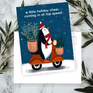 Cartes Pour Fêtes Annuelles Penguin sur Scooter Cute Christmas Custom