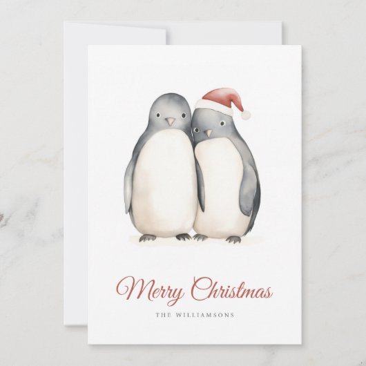 Cartes Pour Fêtes Annuelles Penguins de Noël (Devant)