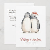 Cartes Pour Fêtes Annuelles Penguins de Noël (Devant / Derrière)