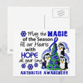 Cartes Pour Fêtes Annuelles Penguins de Noël Arthrite (Devant / Derrière)