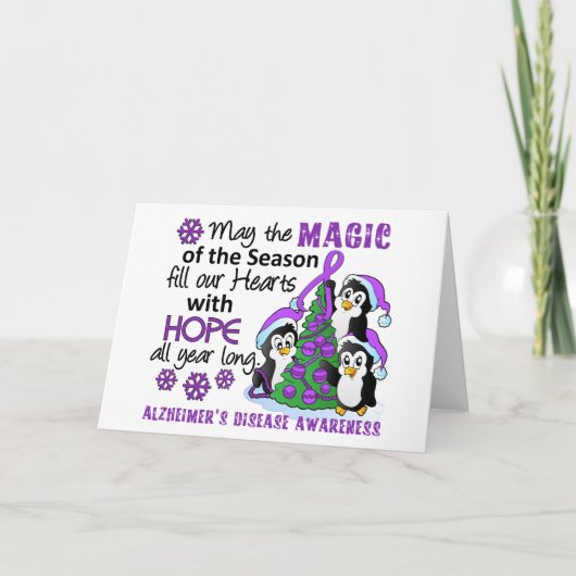 Cartes Pour Fêtes Annuelles Penguins de Noël Maladie d'Alzheimer (Devant)