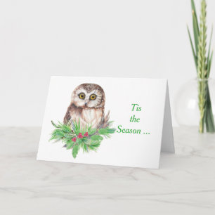 Cartes Pour Fêtes Annuelles Pensée à vous hibou mignon d'aquarelle