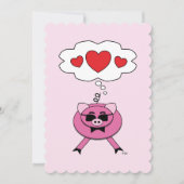 Cartes Pour Fêtes Annuelles Pensées remplies d'amour mignon cochon rose Valent (Devant)