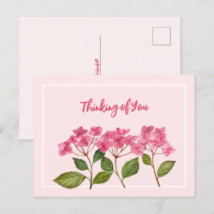 Cartes Pour Fêtes Annuelles Penser à votre aquarelle rose Hydrangea Lacecaps