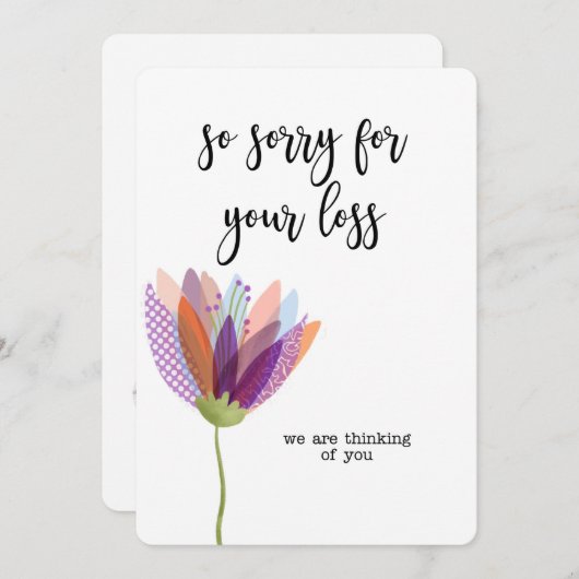 Cartes Pour Fêtes Annuelles penser à vous condoléances endeuillée perte aimée (Devant / Derrière)