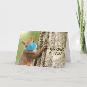 Cartes Pour Fêtes Annuelles Penser à vous mignon écureuil dans le visage de Co