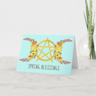 Cartes Pour Fêtes Annuelles Pentacle à trois lunes de printemps jaune vif