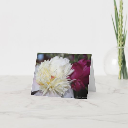 Cartes Pour Fêtes Annuelles Peonies blanches avec fleurs rouges pour la Fête d (Devant)