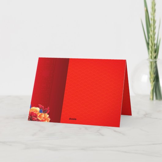 Cartes Pour Fêtes Annuelles Peonies China Rabbit Année 2023 Ajouter photo GC (Dos)