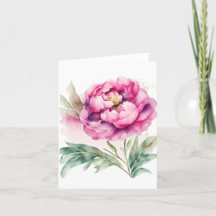 Cartes Pour Fêtes Annuelles Peony A Portrait En Aquarelle & Stylo Vacances