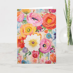 Cartes Pour Fêtes Annuelles Peony Bouquet Bloom Art Abstrait