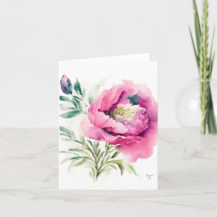 Cartes Pour Fêtes Annuelles Peony C Portrait En Aquarelle Et Stylo Vacances