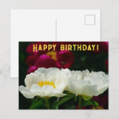 Cartes Pour Fêtes Annuelles Peony/Flower Magic/Fleur blanche/Joyeux anniversai (Devant / Derrière)
