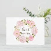 Cartes Pour Fêtes Annuelles Peony rose Wreath meilleure maman Joyeuse fête des (Debout devant)