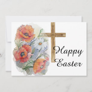 Cartes Pour Fêtes Annuelles Pépites et marguerite florale avec croix Pâques