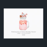 Cartes Pour Fêtes Annuelles Pepperment Milkshake Sweet Christmas<br><div class="desc">Illustration d'un milkshake en mason de menthe rouge et rose,  surmonté de crème fouettée,  d'arroses,  de bonbons de menthe poivrée,  de sucre de canne et de biscuit de Noël en forme d'arbre de Noël.</div>