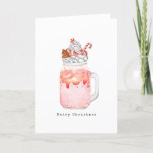 Cartes Pour Fêtes Annuelles Peppermenthe de Noël laitière Mason Jar Milkshake