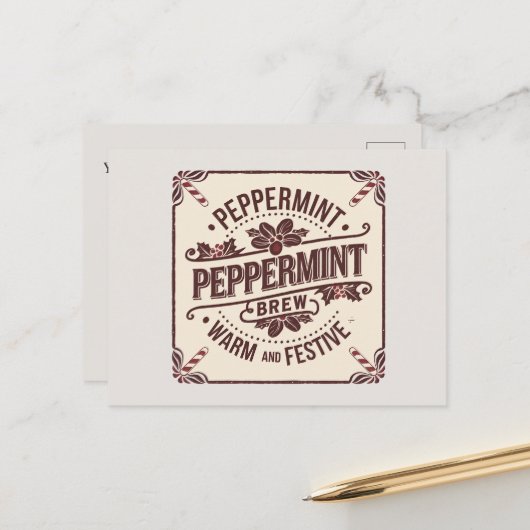 Cartes Pour Fêtes Annuelles Peppermint brew ajouter un message (Devant/Arrière en situation)