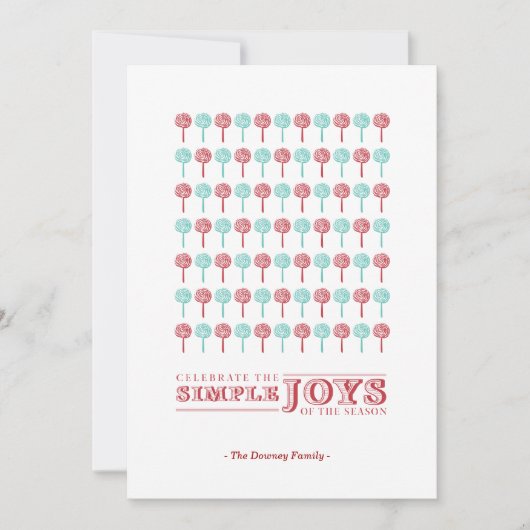 Cartes Pour Fêtes Annuelles Peppermint Red & Blue Patterned Holiday Card (Devant)