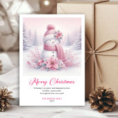 Cartes Pour Fêtes Annuelles Peppy pink snowman kids greeting card editable art