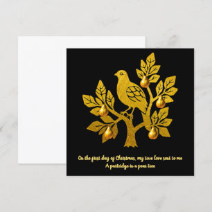 Cartes Pour Fêtes Annuelles Perdrix Dans Un Arbre Fruitier Élégant Or Noël