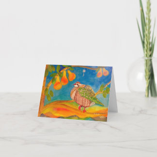 Cartes Pour Fêtes Annuelles Perdrix dans un poirier le matin de Noël