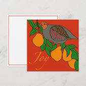 Cartes Pour Fêtes Annuelles Perdrix & Poires Joie ! (Devant / Derrière)