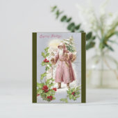 Cartes Pour Fêtes Annuelles père Noël 1916 en manteau rose avec arbre (Debout devant)