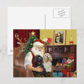 Cartes Pour Fêtes Annuelles Père Noël 2 Espagnols de Cocker (Devant / Derrière)