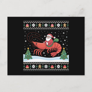Cartes Pour Fêtes Annuelles Père Noël à cheval sur un homard pull de Noël laid