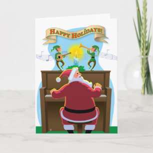 Cartes Pour Fêtes Annuelles père Noël à la Piano Holiday Card