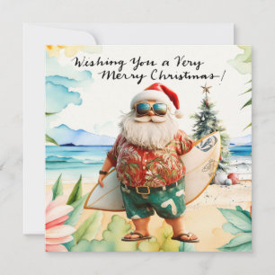 Cartes Pour Fêtes Annuelles PÈRE NOËL à la plage d'Hawaï pour Noël