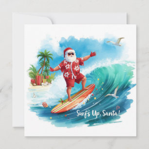 Cartes Pour Fêtes Annuelles PÈRE NOËL à la plage d'Hawaï pour Noël