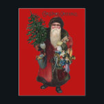 Cartes Pour Fêtes Annuelles Père Noël à l'ancienne<br><div class="desc">C'est une grande illustration vintage du Père Noël. La couleur arrière - plan est entièrement personnalisable. Changez-le en vert, blanc, jaune ou même rose en cliquant sur un bouton. Inclut les mots "voeux de Noël" - n'hésitez pas à ajouter votre touche personnelle et personnalisation. Ce Père Noël a été utilisé...</div>