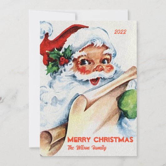 Cartes Pour Fêtes Annuelles Père Noël à l'ancienne Joyeux Noël personnalisé (Devant)