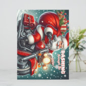 Cartes Pour Fêtes Annuelles Père Noël à moto (Debout devant)