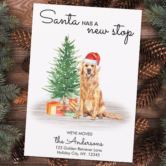 Cartes Pour Fêtes Annuelles Père Noël A Nouveau Stop Golden Retriever Dog Mog