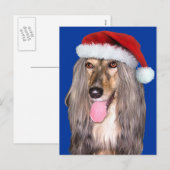Cartes Pour Fêtes Annuelles Père Noël afghan Hound (Devant / Derrière)