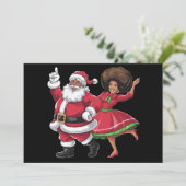 Cartes Pour Fêtes Annuelles Père Noël africain Mme Claus dansant Noël américai (Debout devant)