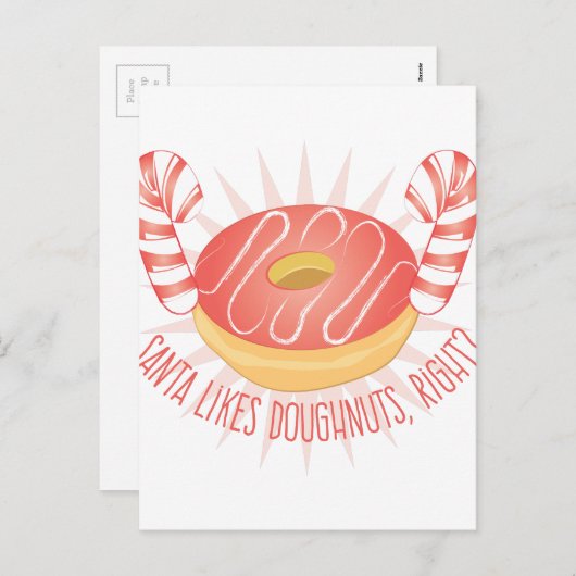 Cartes Pour Fêtes Annuelles Père Noël aime les beignets (Devant / Derrière)