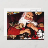 Cartes Pour Fêtes Annuelles Père Noël Animaux de compagnie (Devant / Derrière)