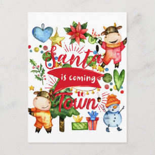 Cartes Pour Fêtes Annuelles Père Noël arrive en ville - Joyeuse fête de Noël d
