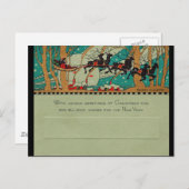 Cartes Pour Fêtes Annuelles Père Noël Art déco dans le ciel (Devant / Derrière)