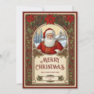 Cartes Pour Fêtes Annuelles Père Noël Art Nouveau Photo Vintage de Noël