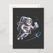 Cartes Pour Fêtes Annuelles Père Noël Astronaut avec Spacesuit Festif Noël (Devant / Derrière)