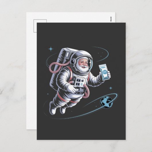 Cartes Pour Fêtes Annuelles Père Noël Astronaut avec Spacesuit Festif Noël (Devant / Derrière)