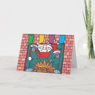 Cartes Pour Fêtes Annuelles père Noël au feu