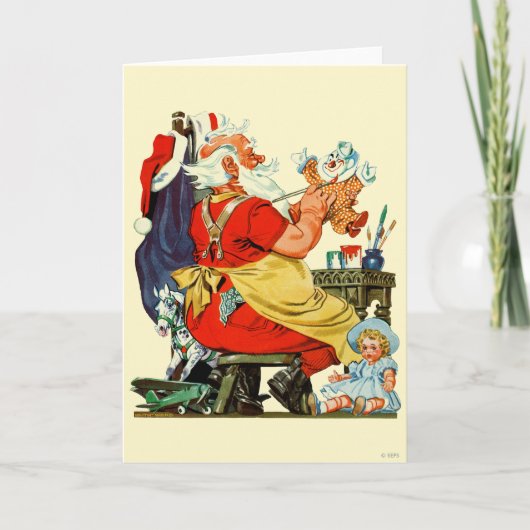 Cartes Pour Fêtes Annuelles Père Noël au travail (Devant)