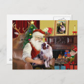 Cartes Pour Fêtes Annuelles Père Noël Australian Shepherd (merle) (Devant / Derrière)